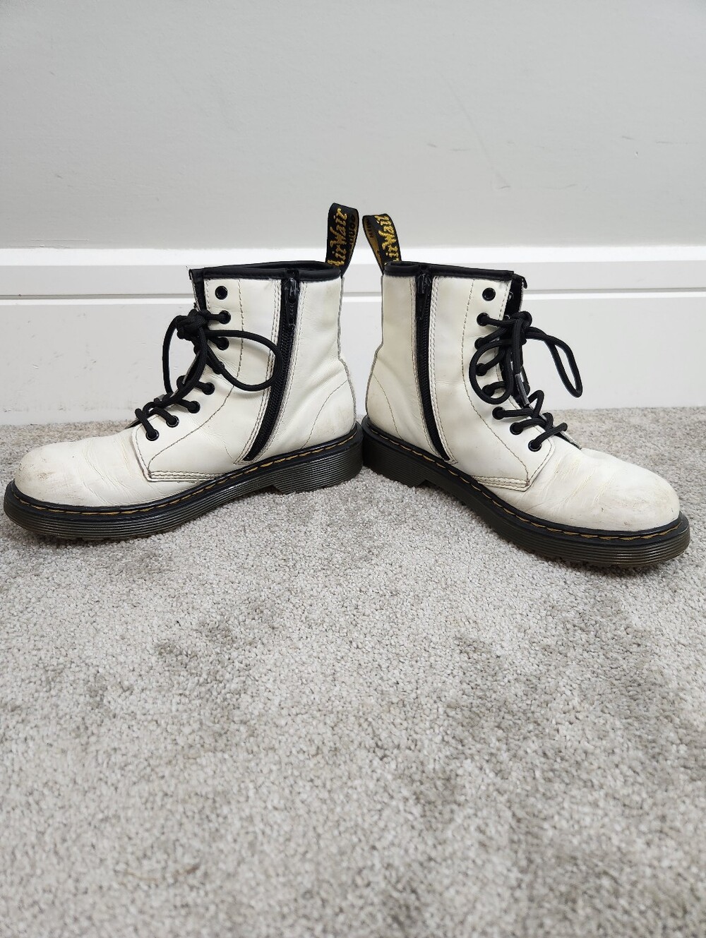 Dr Martens 1460 White Leather Kids Sz US 3 Winter Boots Zipper Closure Doc's Doc
